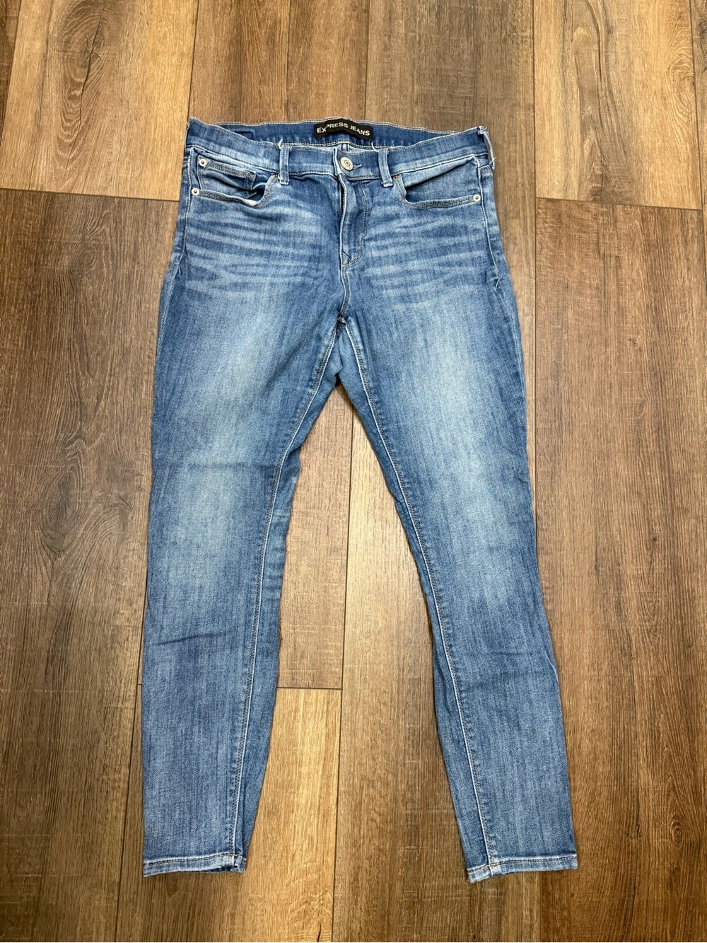 Express mid rise leggings jegging medium wash 8 short